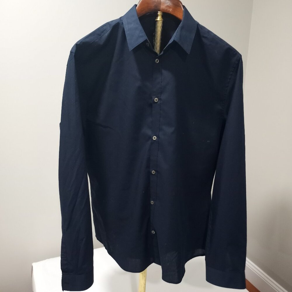 H&M NAVY BLUE LONG SLEEVE DRESS SHIRT MEN SIZE XL